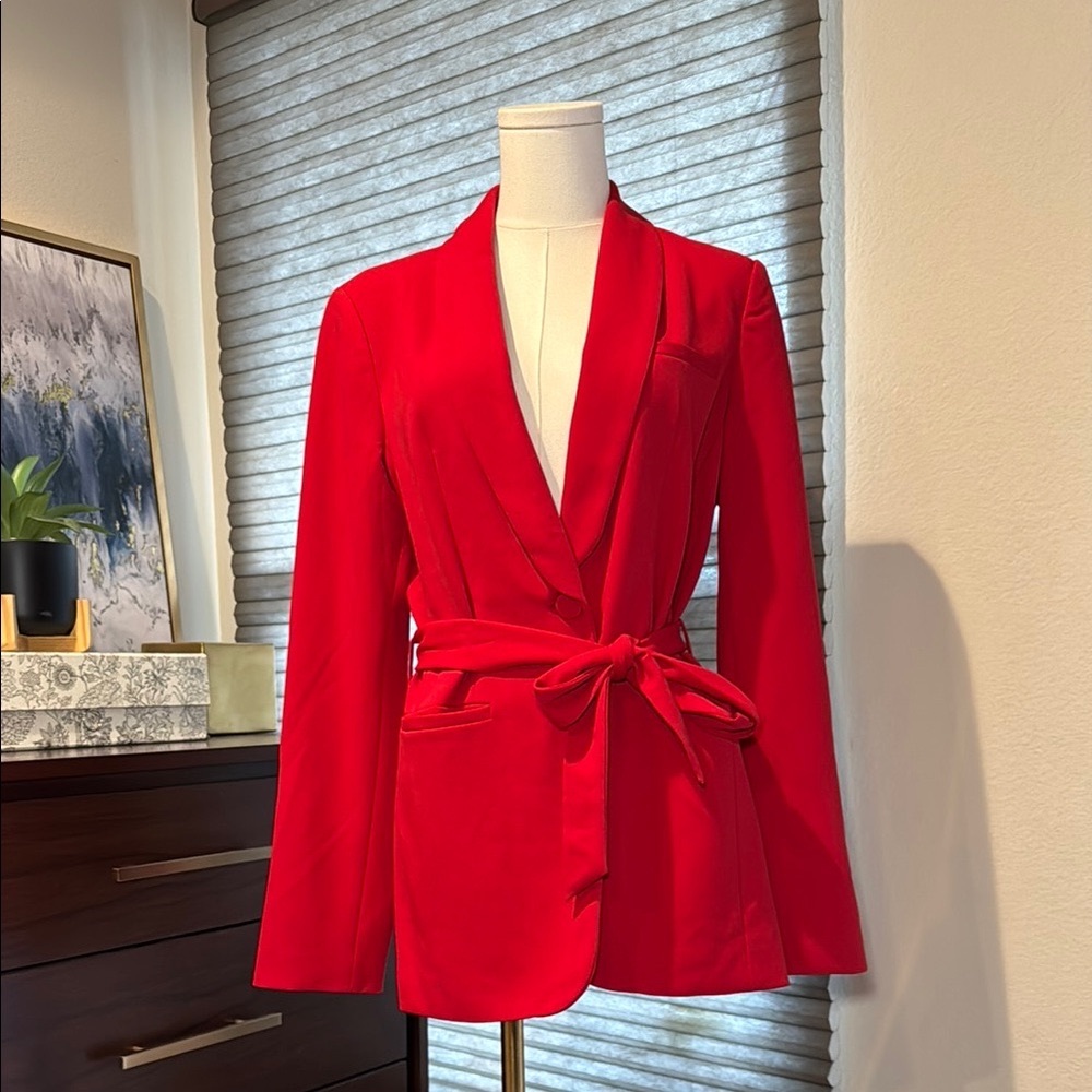 Woman's Nicole Miller New York Belted Red Blazer. Size M
